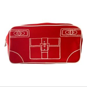 NWOT Clinique Luggage Contrast Stitch Design Makeup Cosmetic Bag